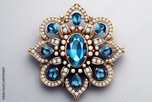 Sapphire Brooch icon on white background 