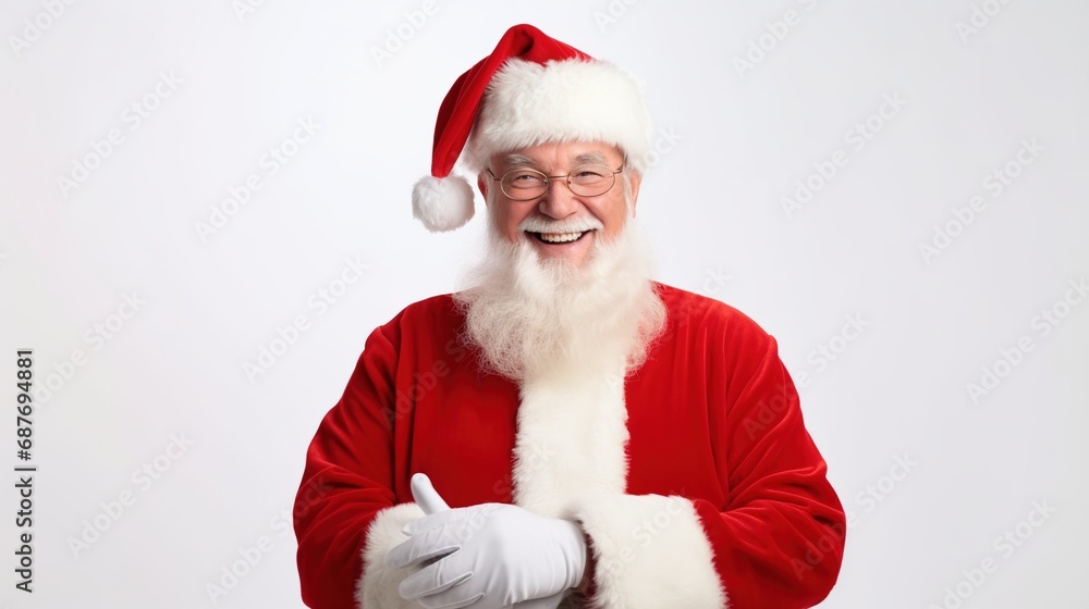 Naklejka premium Expressive Happy Santa Claus Isolated on the White Background 