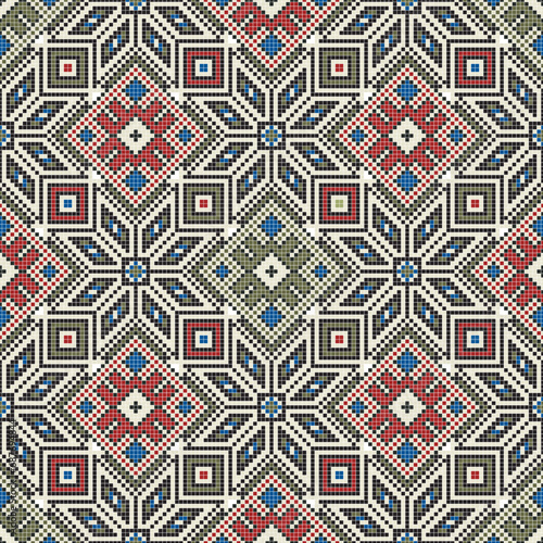 Traditional Georgian folk art embroidery vector pattern