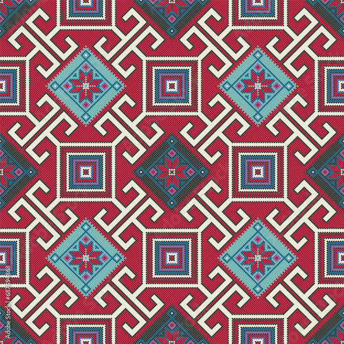 Traditional Georgian folk art embroidery vector pattern
