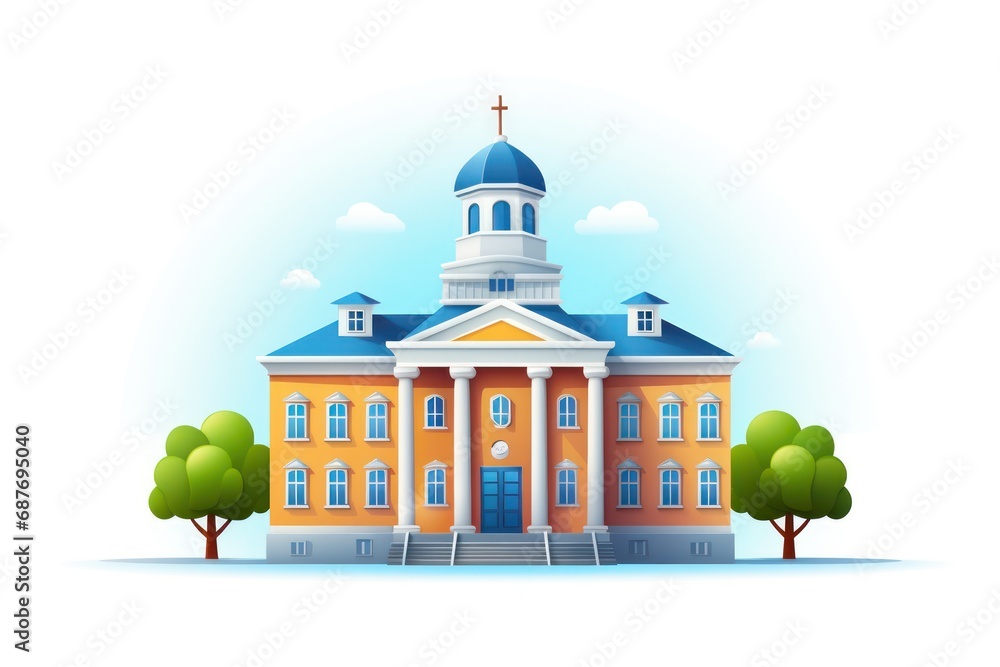 School building icon on white background 