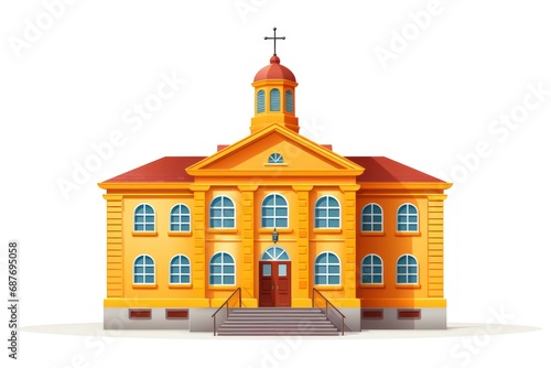 School building icon on white background