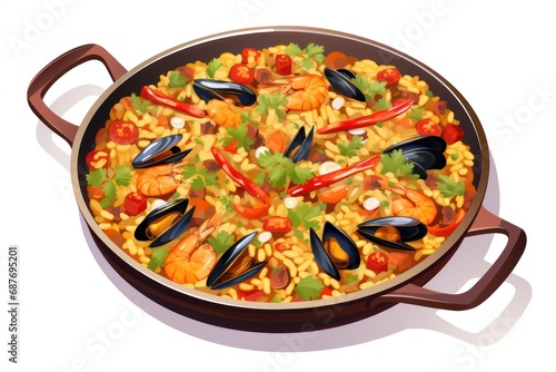 Seafood Paella icon on white background