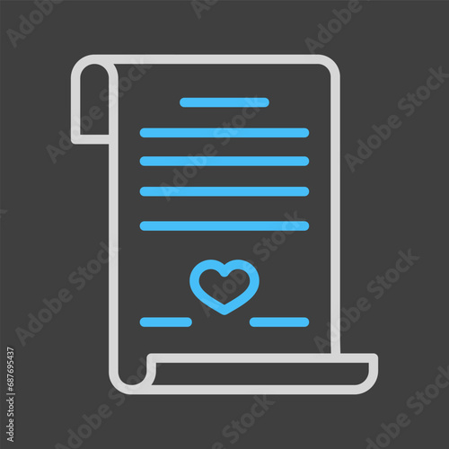 Marriage contract. Wedding certificate vector icon