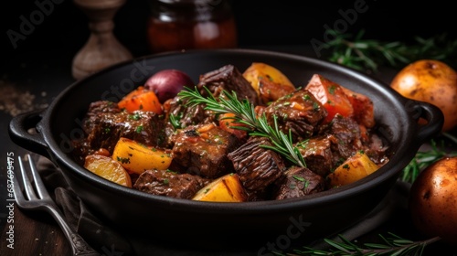 Beef meat stew with potatoes UHD wallpaper