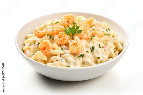 Shrimp Alfredo Pasta icon on white background 