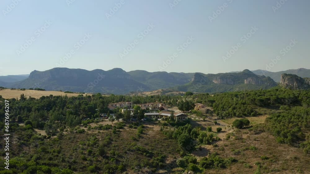 Aerial drone view of wild mountain landscape of Sardinia near Jerzu, Italy Aerial drone view of wild mountain landscape of Sardinia near Jerzu, Italy