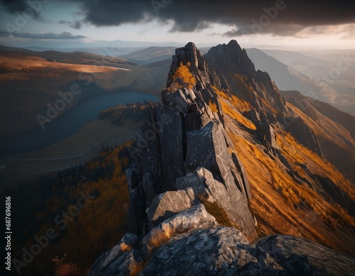 Beautiful cinematic mountain landscape with black marble and granite © NeuroSky