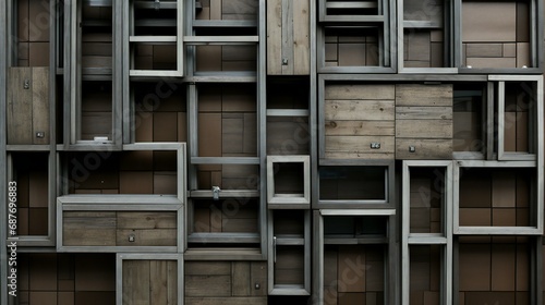 An architectural background with a concrete structure, creating an abstract and modern design in shades of grey and blue