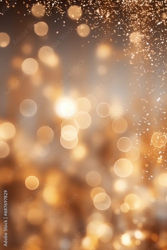 Fototapeta premium Abstract Christmas golden background with effect bokeh for design. Cover