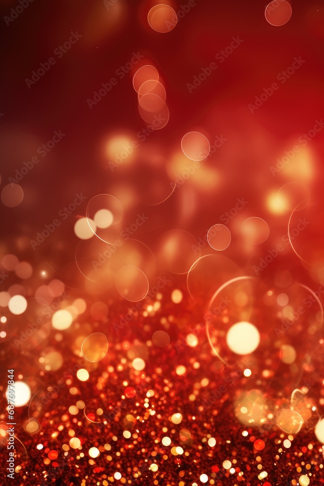 Red and golden sparkling glitter bokeh background. Holiday lights. Abstract defocused header. Wide screen wallpaper. Red and golden sparkling glitter bokeh background. Holiday lights. Abstract defocused header. Wide screen wallpaper.