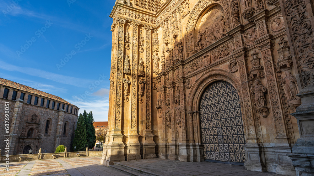 Convent of San Esteban in the city of Salamanca, in Castilla y Leon, Spain. - obrazy, fototapety, plakaty 