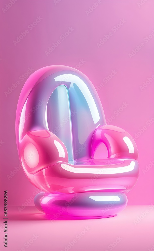 Abstract futuristic and conceptual furniture design with candy baby pink color. Iridescent and vibrant holographic colors. Balloon maiden seat, sofa, bench and bed designs. Abstract futuristic and conceptual furniture design with candy baby pink color. Iridescent and vibrant holographic colors. Balloon maiden seat, sofa, bench and bed designs.