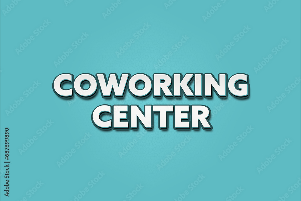 Fototapeta premium coworking center. A Illustration with white text isolated on light green background.