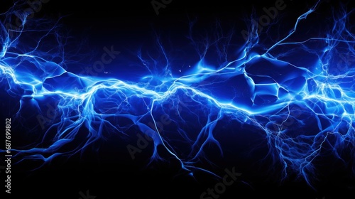 Blue electric lighting on black background UHD wallpaper