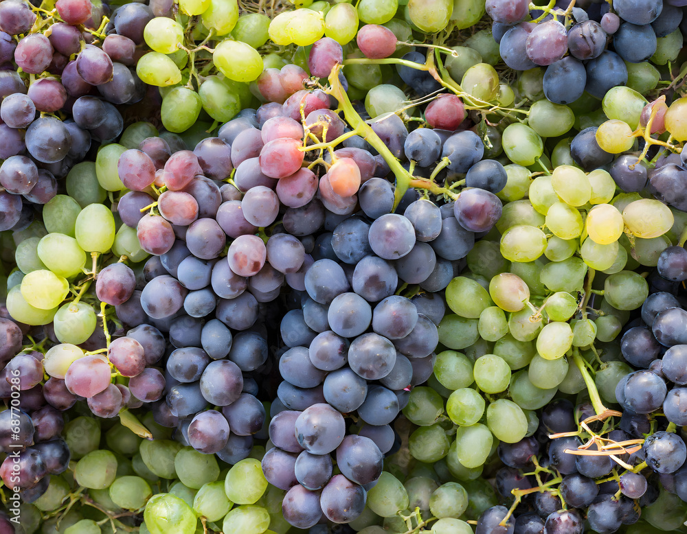 Full frame shot of black and white grapes