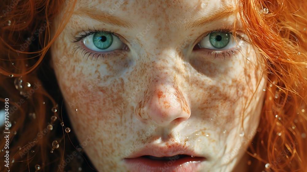 Radiant Natural Beauty. Close-up Portrait of a Happy Young Woman with Freckles Radiant Natural Beauty. Close-up Portrait of a Happy Young Woman with Freckles