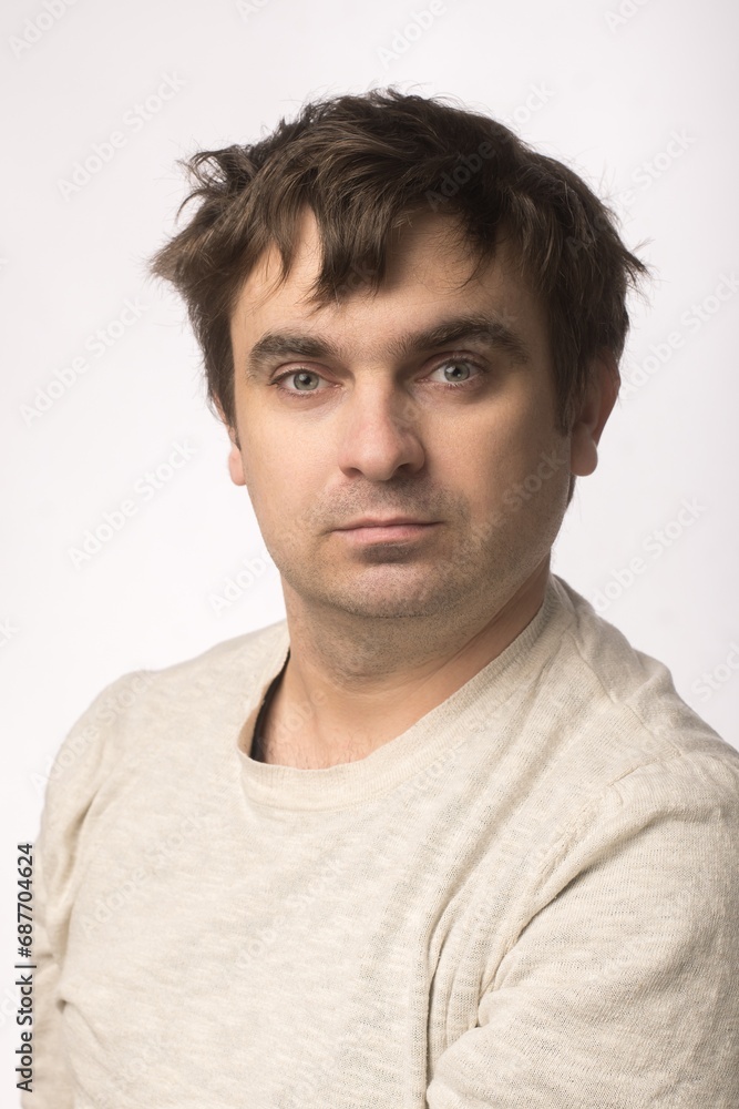 a close-up portrait of a man of European appearance. emotions a close-up portrait of a man of European appearance. emotions