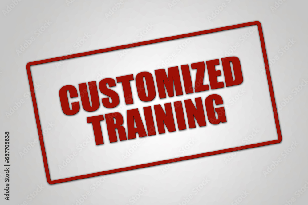 customized training. A red stamp illustration isolated on light grey background. customized training. A red stamp illustration isolated on light grey background.