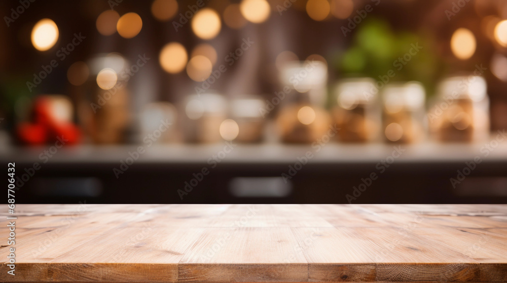 Quiet Simplicity: Wooden Table Setting in a Subtly Blurred Kitchen
