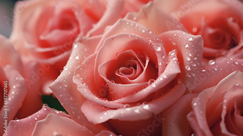 Petals of Passion  Macro Water Drops Adorning Pink Roses for Love