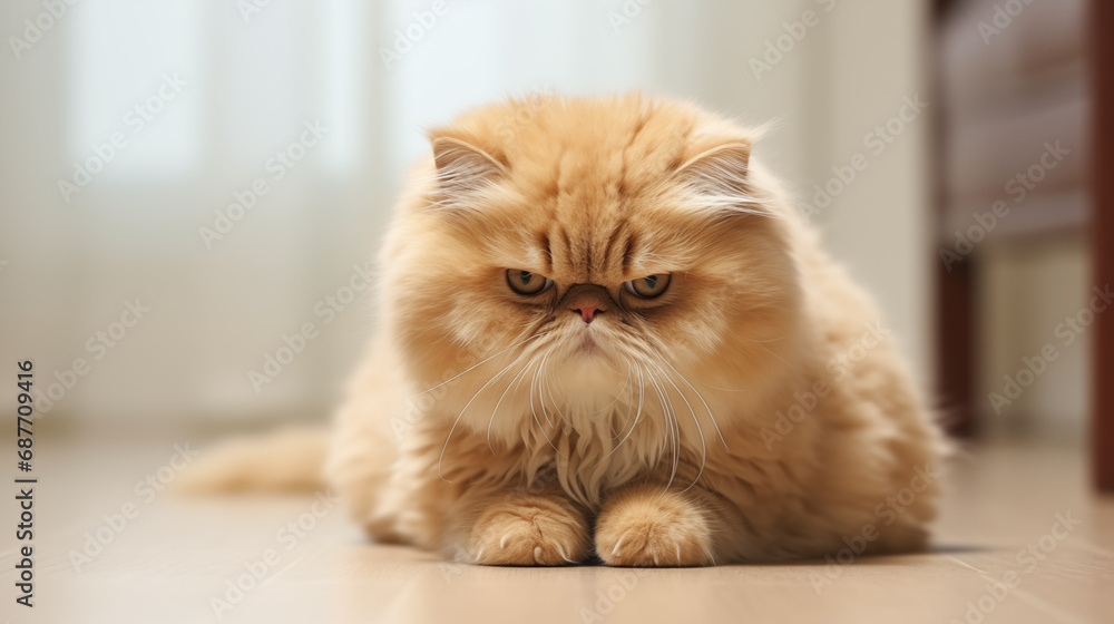 Fototapeta premium angry orange fluffy cat