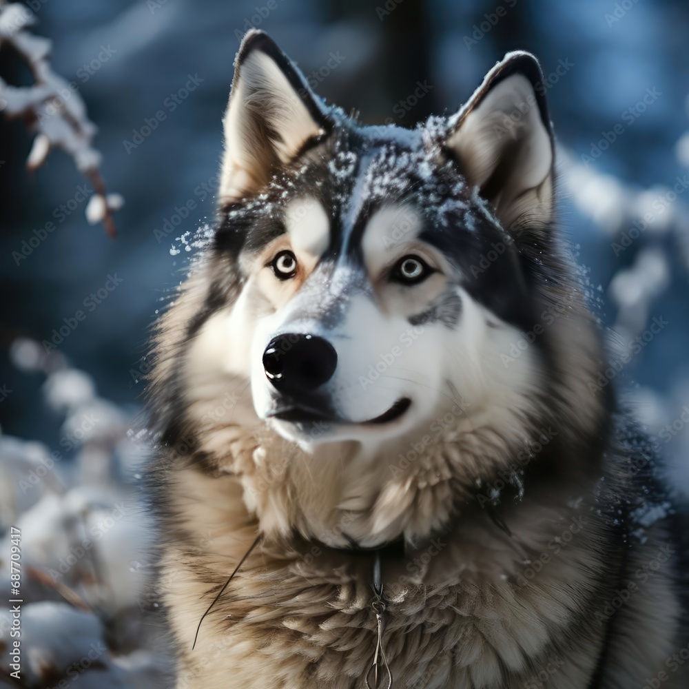 Siberian Husky Mid-Howl in a Mystic Snowy Sunrise