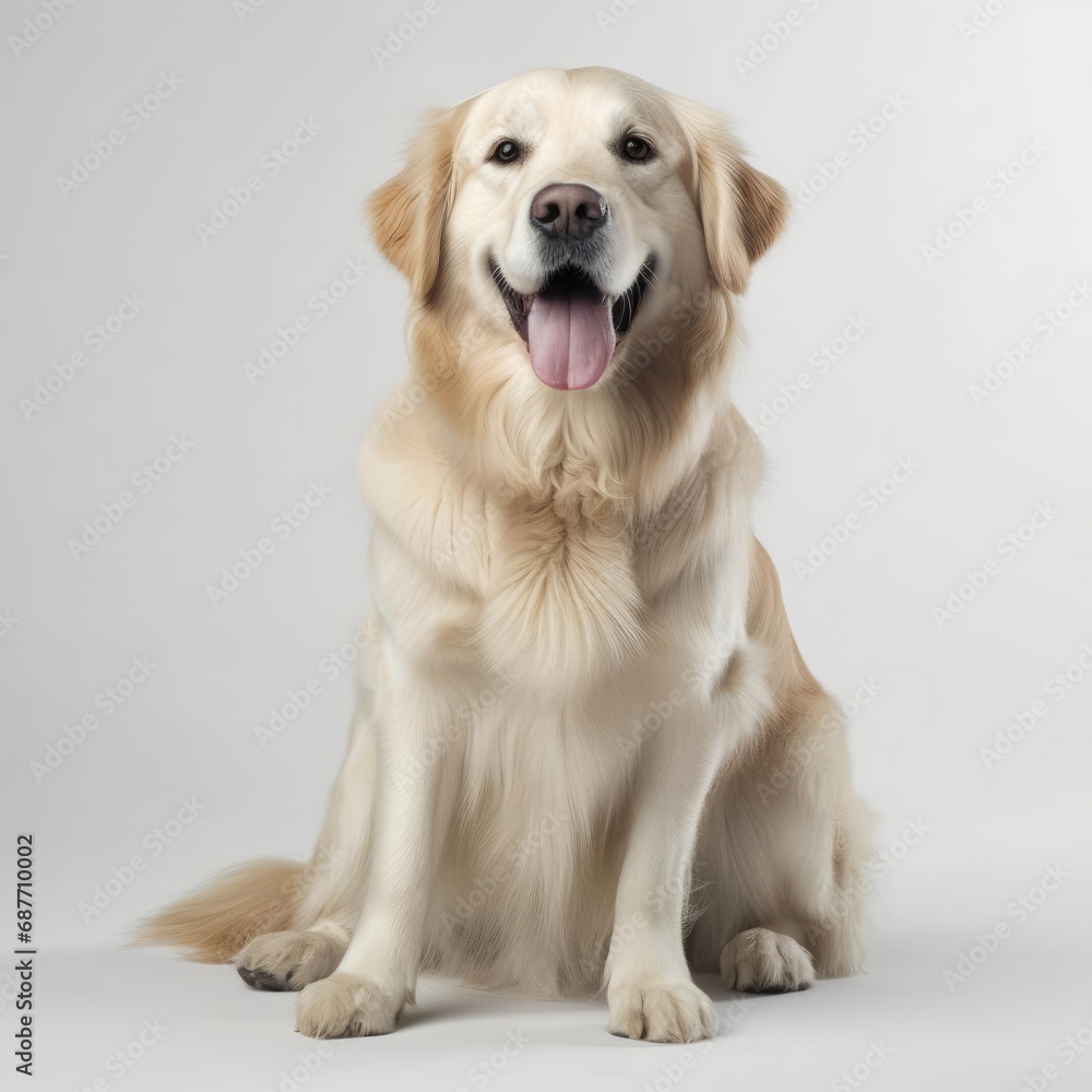 Joyful Golden Retriever Radiates Warmth on White Background Joyful Golden Retriever Radiates Warmth on White Background