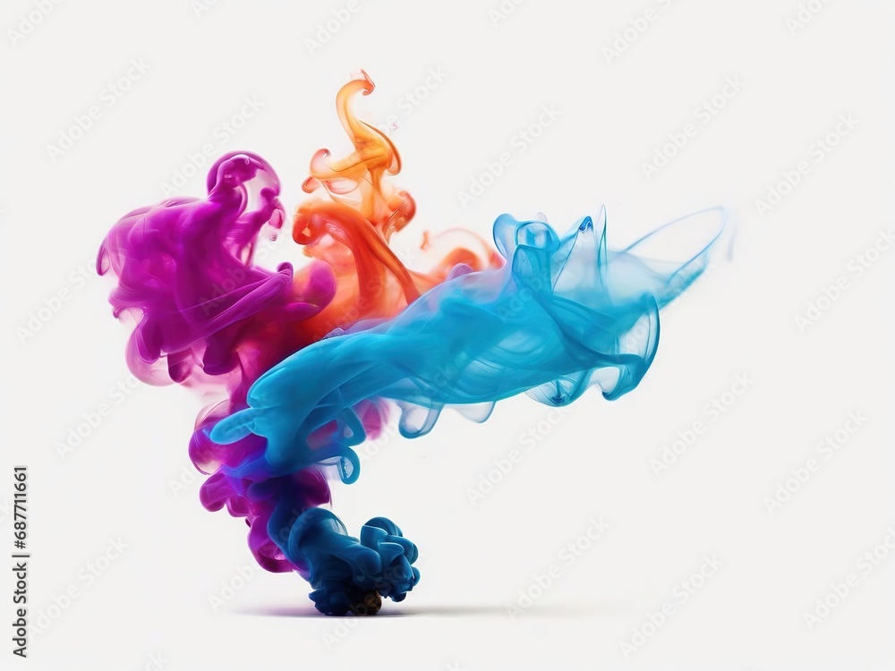 Fototapeta premium Humo de colores sobre fondo blanco 