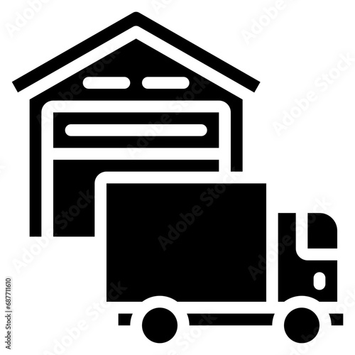 Warehouse With Lorry Icon