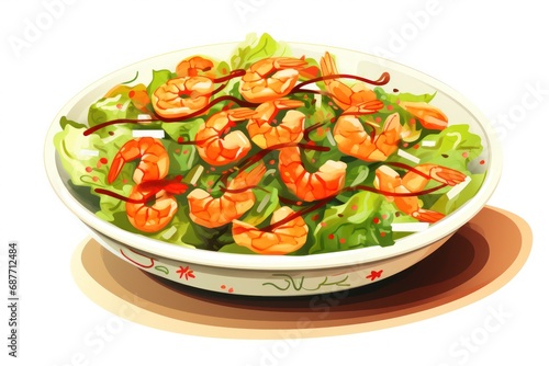 Shrimp salad icon on white background 