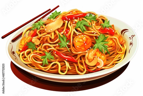 Singapore noodles icon on white background © GalleryGlider