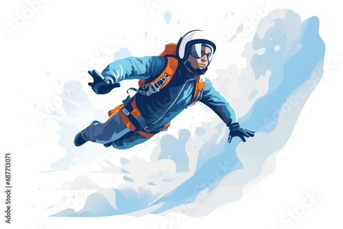 Skydiving icon on white background 