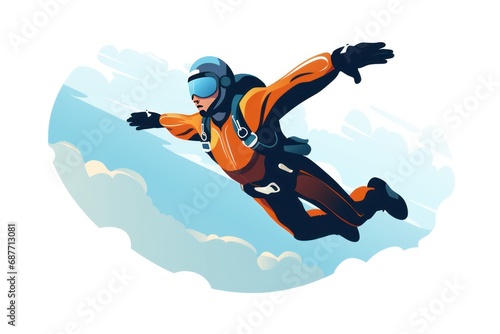 Skydiving icon on white background