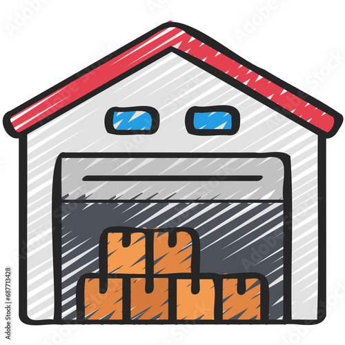 Parcel Warehouse Building Icon