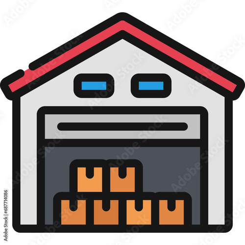 Parcel Warehouse Building Icon