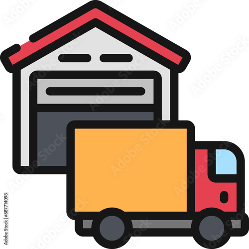 Warehouse With Lorry Icon