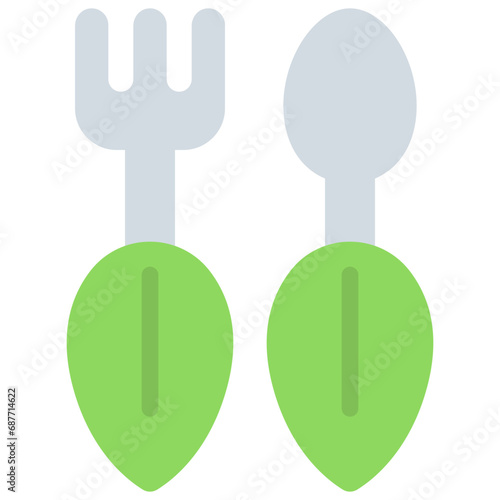 Green Leaves Cutlery Icon