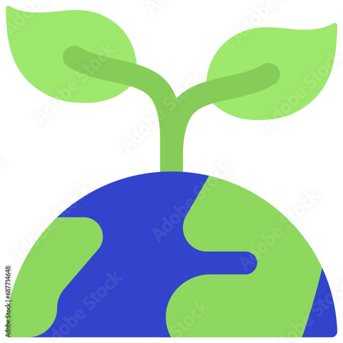 World With Leaves Growing Icon
