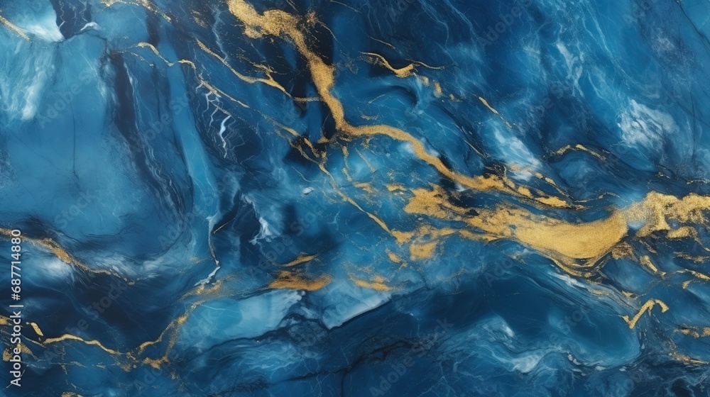 Luxury blue Gold Marble texture background. Panoramic Marbling texture
