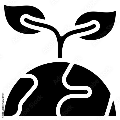 World With Leaves Growing Icon