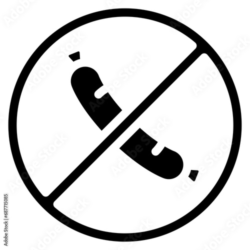No Sausage Meat Sign Icon