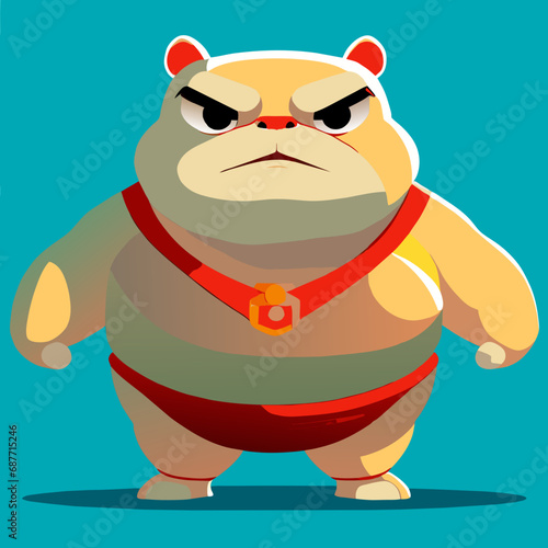 Angry Hippo Fat bodysuit Mage  super hero Red Big eye cute stand full body