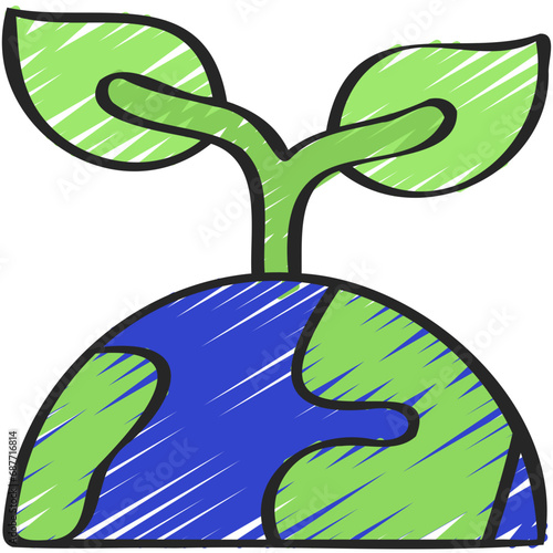 World With Leaves Growing Icon