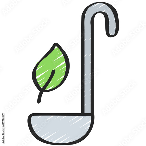 Ladle With Leaf Icon
