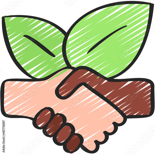 Vegetarian Leaves Handshake Icon