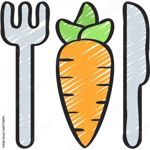 Cutlery With Carrot Icon