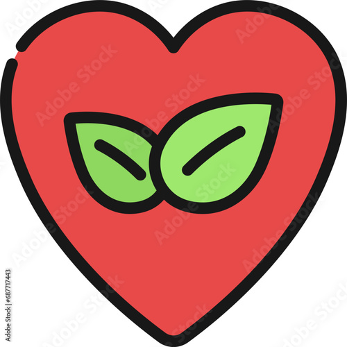 Heart With Leaves Icon