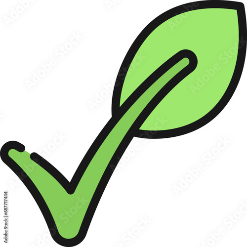 Green Leaf Check Mark Icon