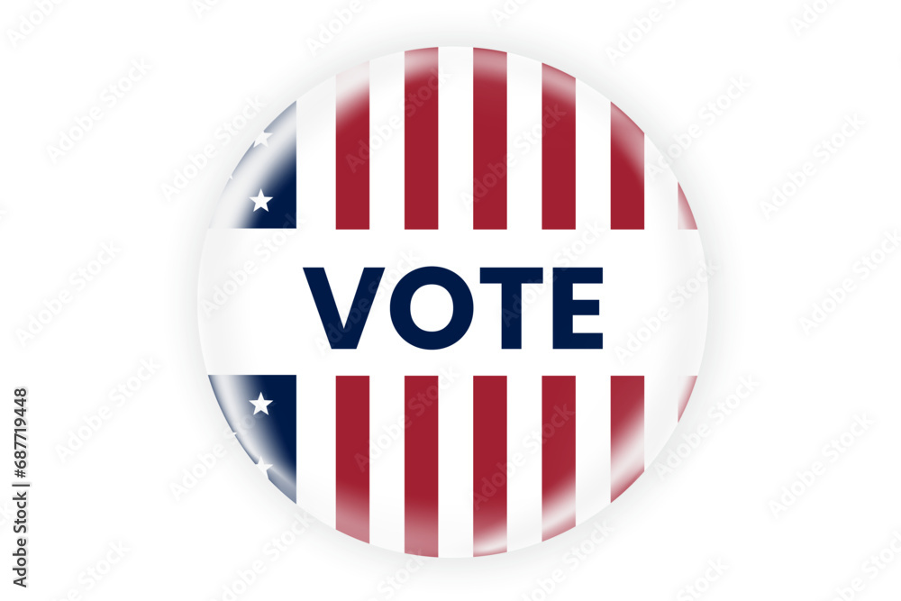 Vote sticker or badge with us american flag signs. US, USA, american election, voting sign. Vote sticker or badge with us american flag signs. US, USA, american election, voting sign.
